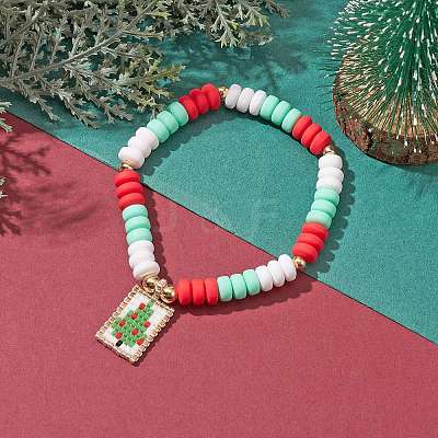 Handmade Polymer Clay Bead Stretch Bracelets for Women BJEW-MZ00042-01-1