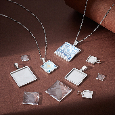 DIY Blank Square Pendant Making Kit DIY-UN0005-47-1