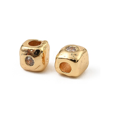 Brass Clear Cubic Zirconia Beads KK-D106-10G-1
