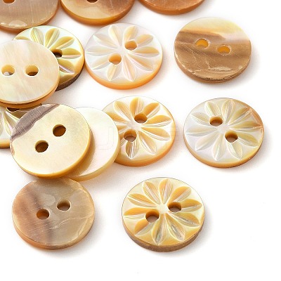 Carved Flower Natural Shell Buttons SH-CBA18B6-02B-01-1