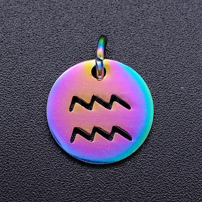 Rainbow Color Ion Plating(IP) 201 Stainless Steel Charms STAS-Q201-JN166-11-1