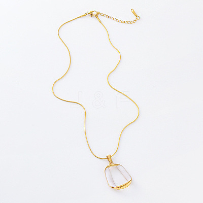3Pcs Geometric Twisted Oval Stainless Steel White Enamel Pendant Necklaces for Women LV4552-1