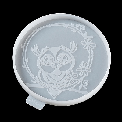 Flat Round with Owl & Flower DIY Cup Mat Silicone Molds LS-SIL-F007-06A-1