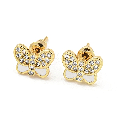 Butterfly Golden Brass Stud Earrings EJEW-L269-094G-02-1