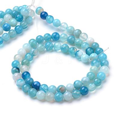 Natural Striped Agate/Banded Agate Bead Strands G-R412-20-6mm-1