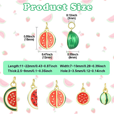 5Pcs 5 Styles Brass Enamel Pendants KK-CJ0003-43-1