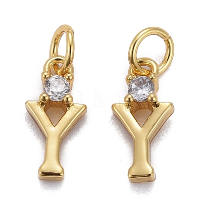 Brass Micro Pave Clear Cubic Zirconia Pendants ZIRC-Z011-35Y-1