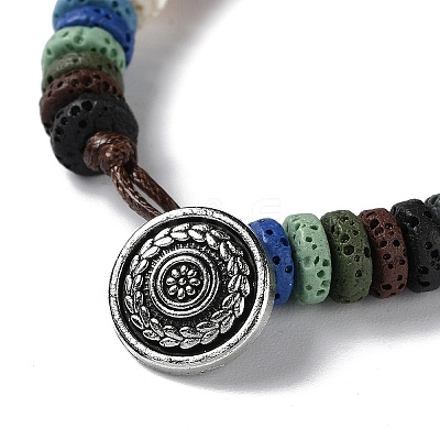 Dyed Natural Lava Rock Disc Beaded Bracelet BJEW-Z020-01B-AS-1