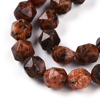 Dyed Natural Sesame Jasper Beads Strands G-T139-8mm-47L-1
