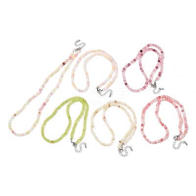 4MM Dyed Natural Green Jade Round Beaded Necklaces GG-CBAA808-04P-A-1