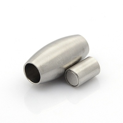 Tarnish Resistant 304 Stainless Steel Matte Surface Magnetic Clasps with Glue-in Ends STAS-O042-C-12-1