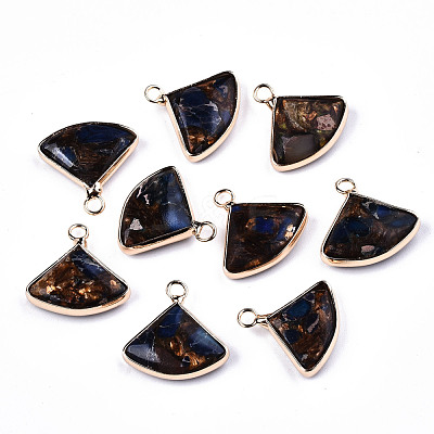 Fan Assembled Synthetic Bronzite and Regalite/Imperial Jasper Pendants G-N330-023-D01-1