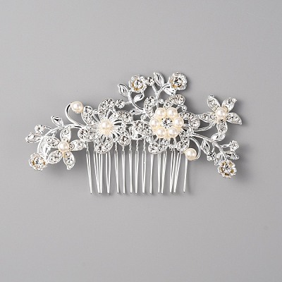 Wedding Bridal Alloy Rhinestone Hair Combs MRMJ-WH0012-29-1