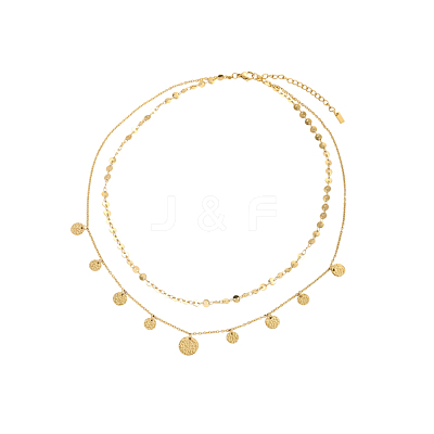 304 Stainless Steel Double Layer Necklaces STAS-OY016-76G-1