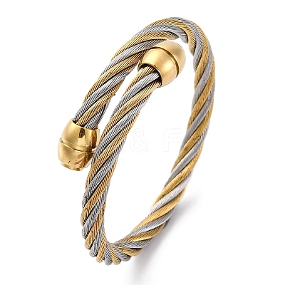 304 Stainless Steel Torque Bangles for Women BJEW-P310-25GP02-1