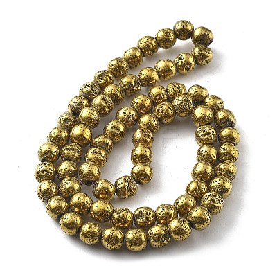 Electroplated Natural Lava Rock Beads Strands G-A251-B01-01D-1