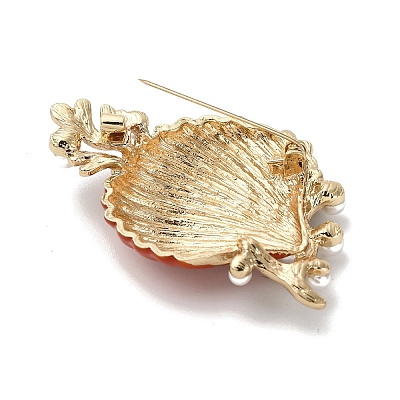 Enamel Plastic Pearl Brooch JEWB-K027-05G-1