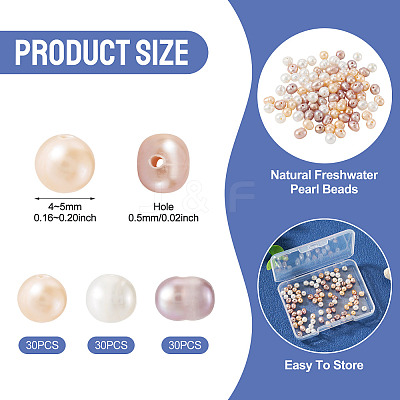 90Pcs 3 Colors Natural Cultured Freshwater Pearl Beads PEAR-TA0001-51-1