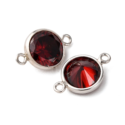 925 Streling Silver Pave Cubic Zirconia Birthstone Connector Charms STER-NH0001-80P-08-1