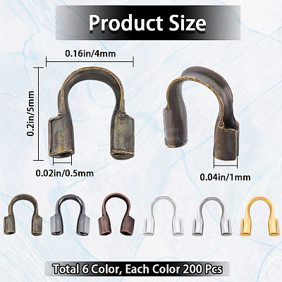 1200Pcs 6 Colors Brass Wire Guardian and Protectors KK-SP0002-01-1