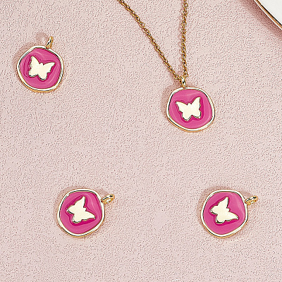 10Pcs Brass Enamel Pendants KK-BBC0020-43-1