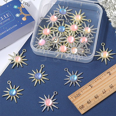 24Pcs 6 Styles Rack Plating Alloy Pendants FIND-SC0005-41-1