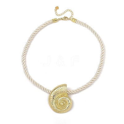 Ocean Brass Conch Shell Shaped Pendant Twisted Nylon Cord Necklaces NJEW-JN06414-1
