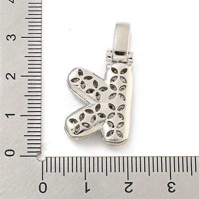 Brass Micro Pave Clear Cubic Zirconia Pendants KK-B099-01P-K-1