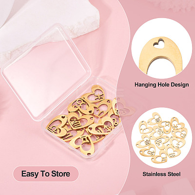 12Pcs 12 Styles 316L Stainless Steel Pendants STAS-TA0003-21G-1