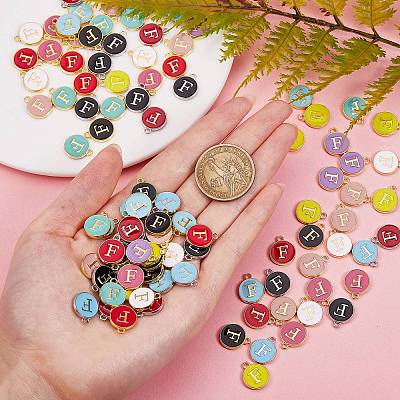 120Pcs 12 Colors Golden Plated Alloy Charms ENAM-SZ0001-64F-1