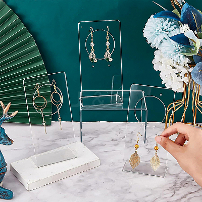Transparent Acrylic Earring Display Stands EDIS-WH0012-17-1