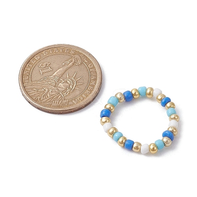 3Pcs 3 Style Glass Seed Beaded Stretch Rings Set RJEW-JR00616-02-1