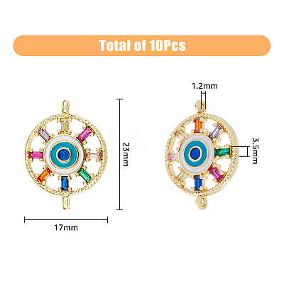 10Pcs Brass Colorful Cubic Zirconia Connector Charms FIND-HY0001-22-1
