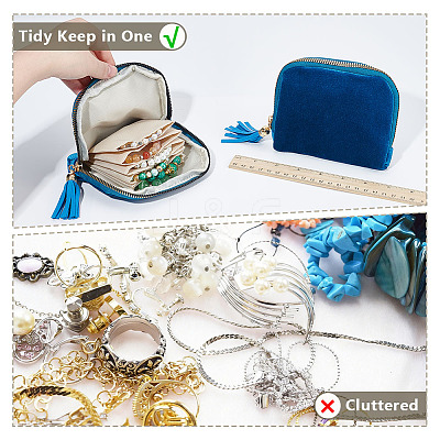 Rectangle Velvet Jewelry Zipper Storage Bags ABAG-WH0709-437A-1