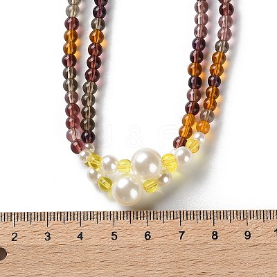 Plastic Imitation Pearl & Glass Round Beaded Long Necklaces for Women NJEW-A045-06-1