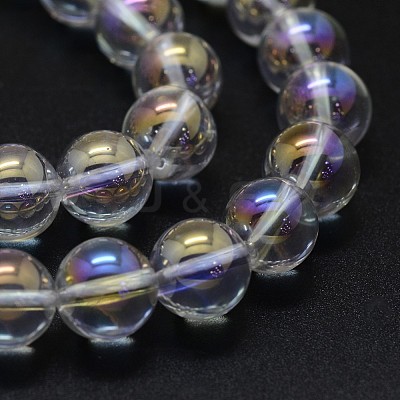 Electroplated Natural Quartz Crystal Beads Strands G-K285-09-6mm-02-1