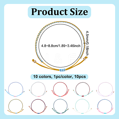 10Pcs 10 Colors Two Tone Polyester Cord Braided Bracelets for Friendship BJEW-UN0001-66-1