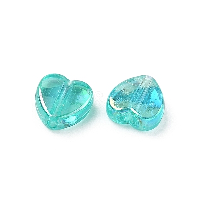 Green AB color Plated Acrylic Heart Beads X-PL539-837-1