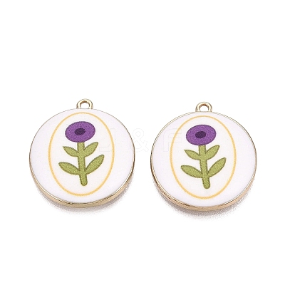 Printed Alloy Enamel Pendants ENAM-N072-03KCG-03-1