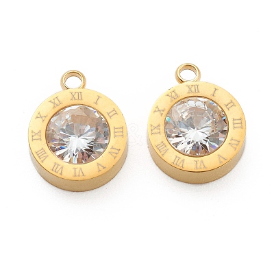 304 Stainless Steel Rhinestone Charms STAS-Z009-17G-1