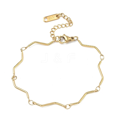 Twisted 304 Stainless Steel Bar Link Chains Bracelets for Women BJEW-D456-04G-1