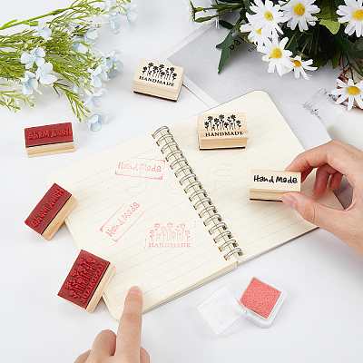 8Pcs 2 Styles Wooden Stamps DIY-OC0005-80-1