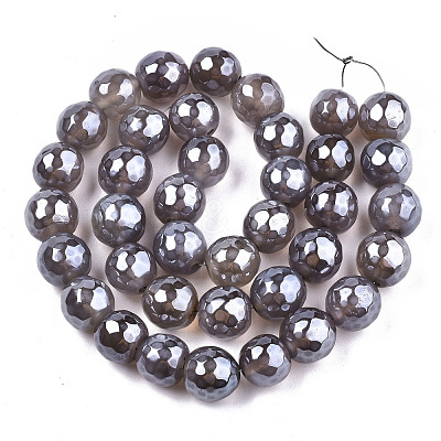 Electroplate Natural Agate Beads Strands G-T131-55-30-1