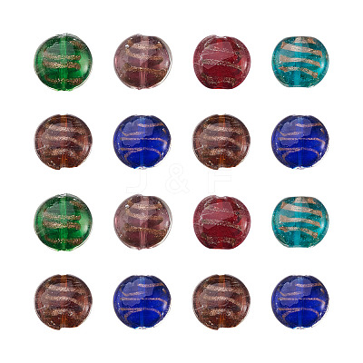 60Pcs 6 Colors Handmade Gold Sand Lampwork Beads LAMP-BT0001-01-1