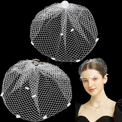 Polyester Mesh Bridal Veils AJEW-WH0470-10A-1