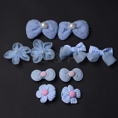 5 Pair 5 Style Bowknot & Flower Polyester Alligator Hair Clips PHAR-C012-01D-1