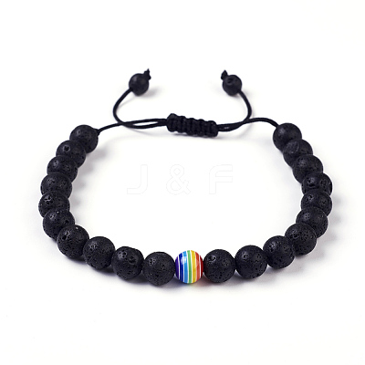 Natural Lava Rock Braided Bead Bracelets BJEW-G607-02-1