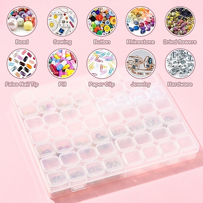 1Pc Transparent Plastic 56 Grids Bead Containers CON-YW0001-86-1