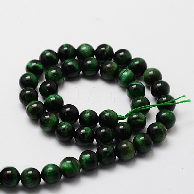 Natural Tiger Eye(Dyed & Heated) Round Beads Strands G-E329-6mm-40A-1