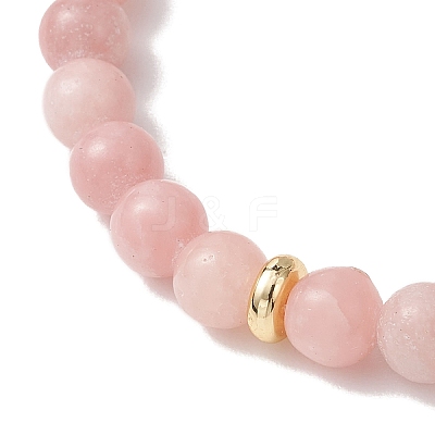 3Pcs Natural Pink Opal & Rhodochrosite & Rose Quartz Round Beads Stretch Bracelets for Women BJEW-JB13055-1